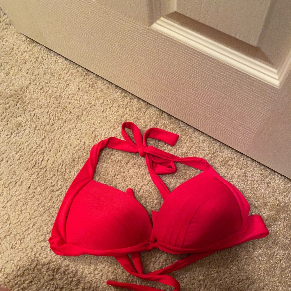 Red bikini top, new.